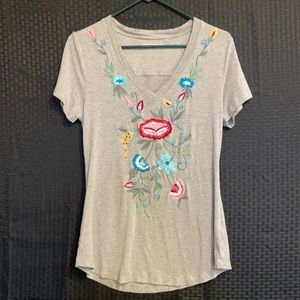 Caite v neck embroidered t shirt
